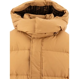 Down jacket with patch logo