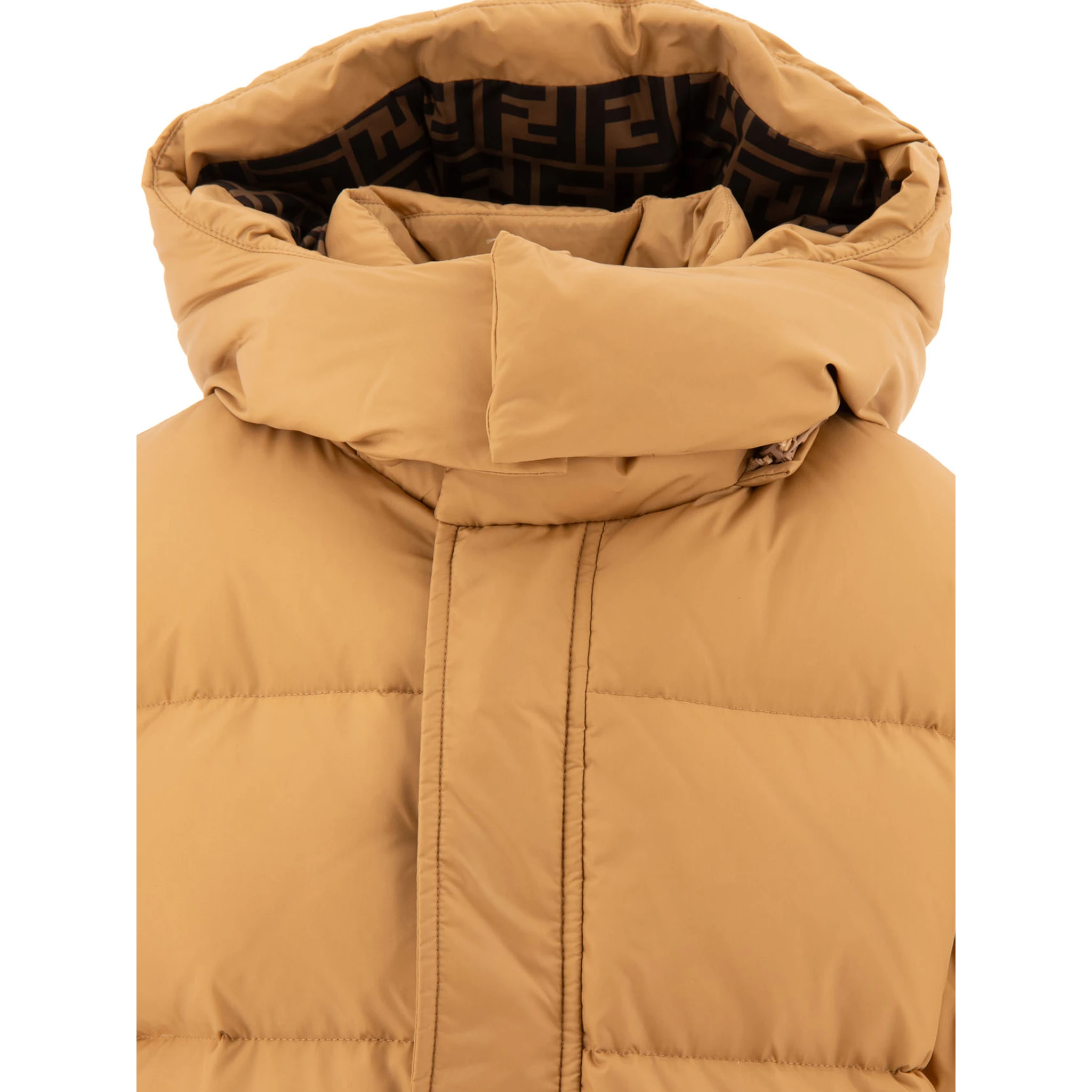 Down jacket with patch logo