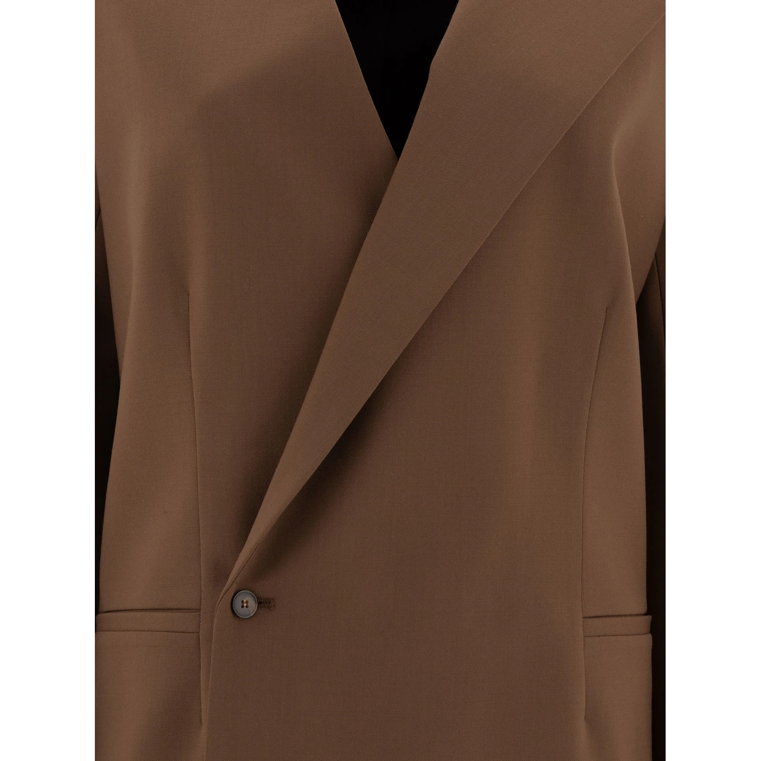 Asymmetrical wool twill blazer