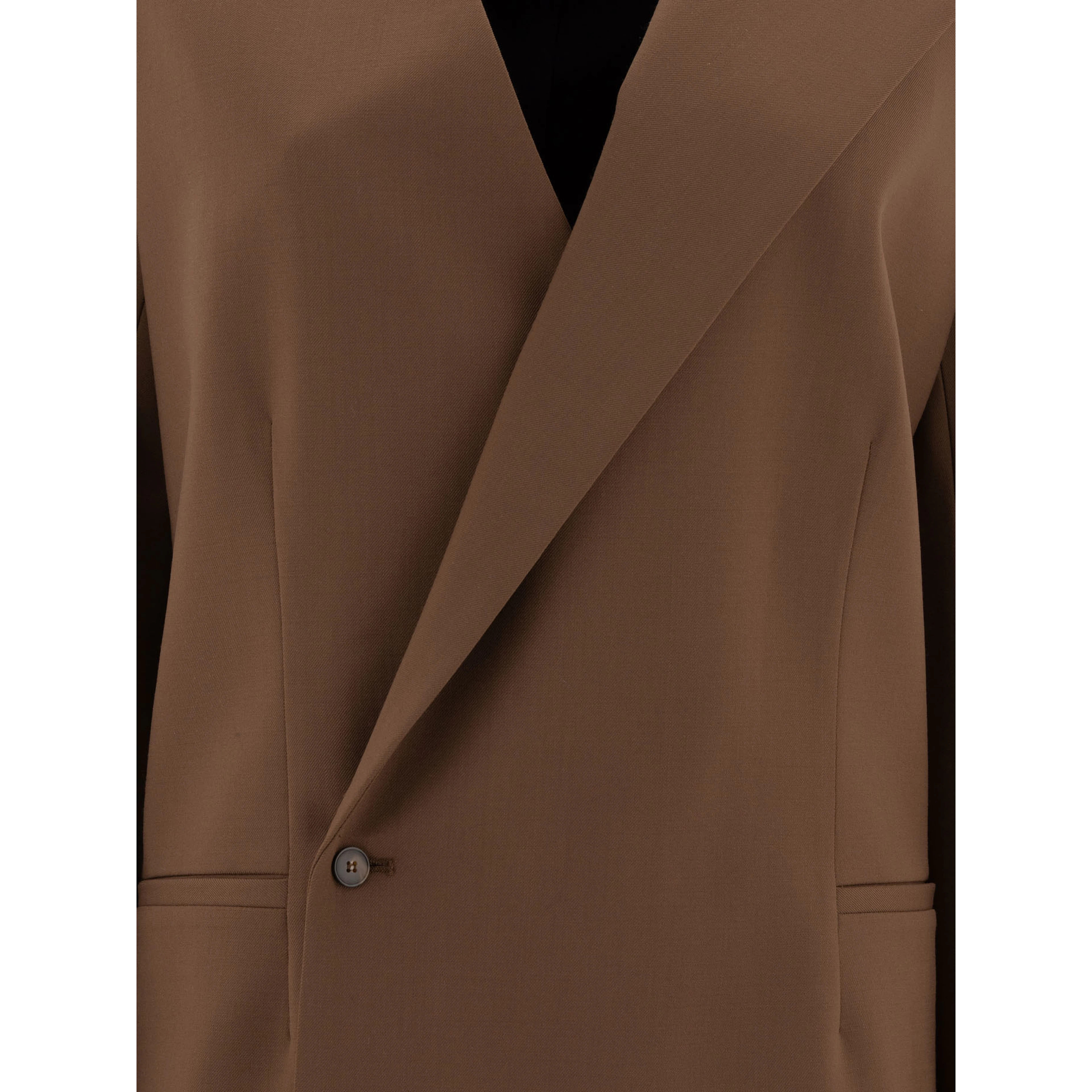 Asymmetrical wool twill blazer
