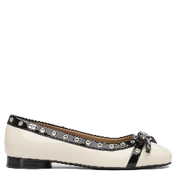 Eyelet bow ballet flats