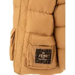 Down jacket with patch logo