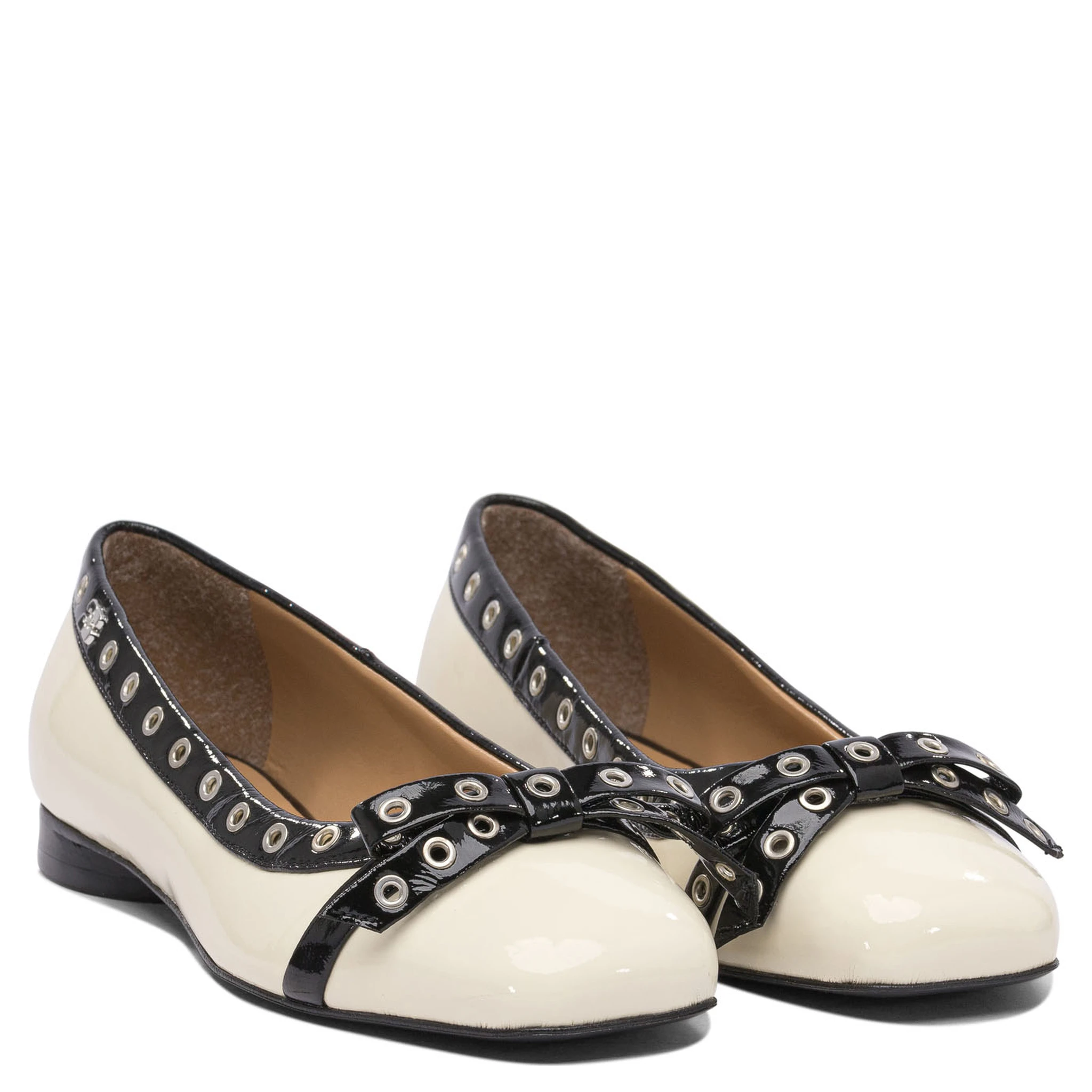 Eyelet bow ballet flats