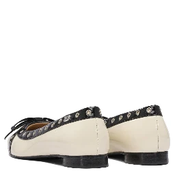 Eyelet bow ballet flats