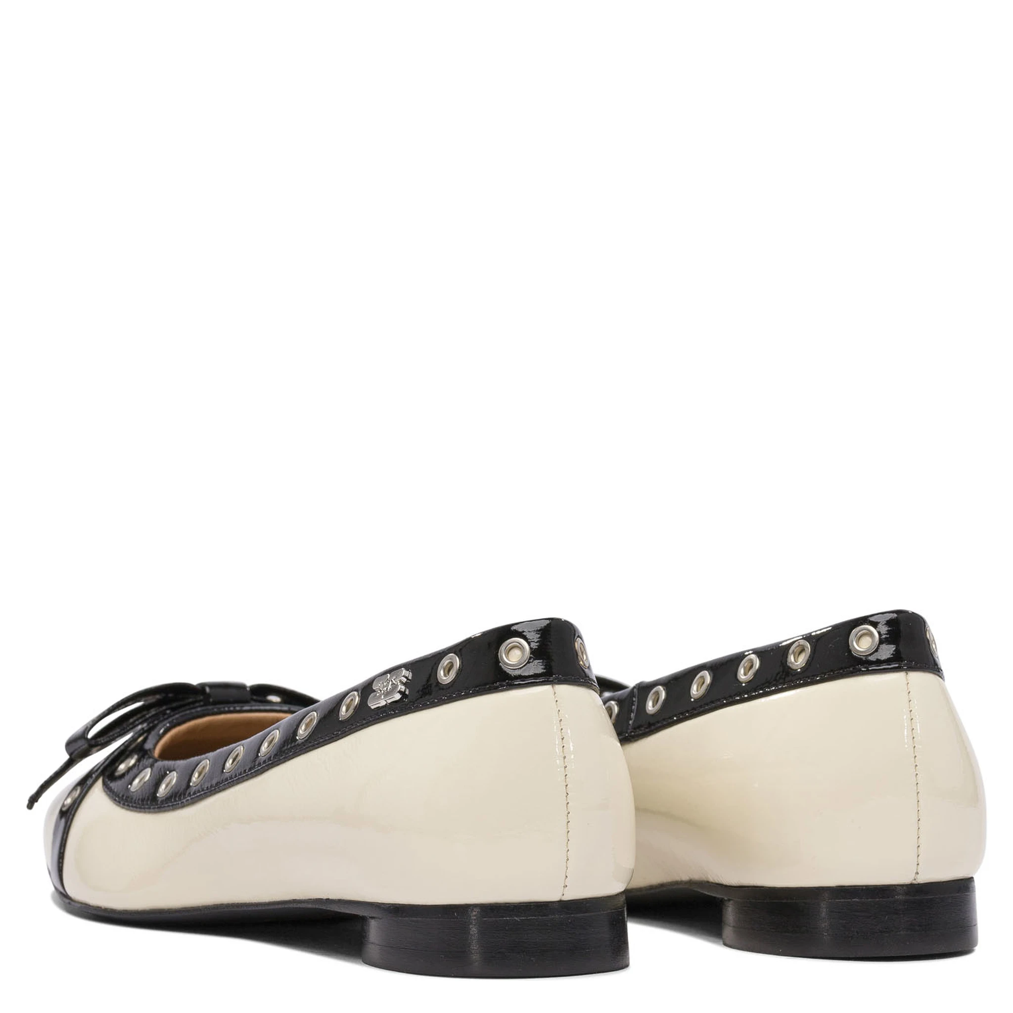 Eyelet bow ballet flats