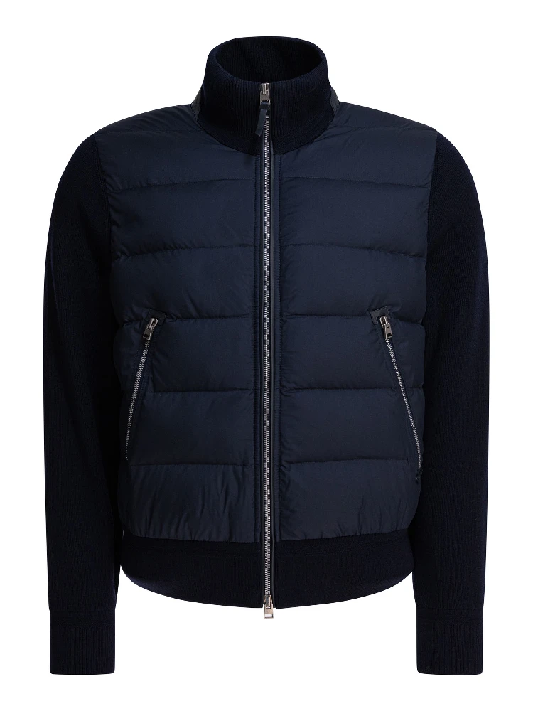 Nylon and wool short down jacket