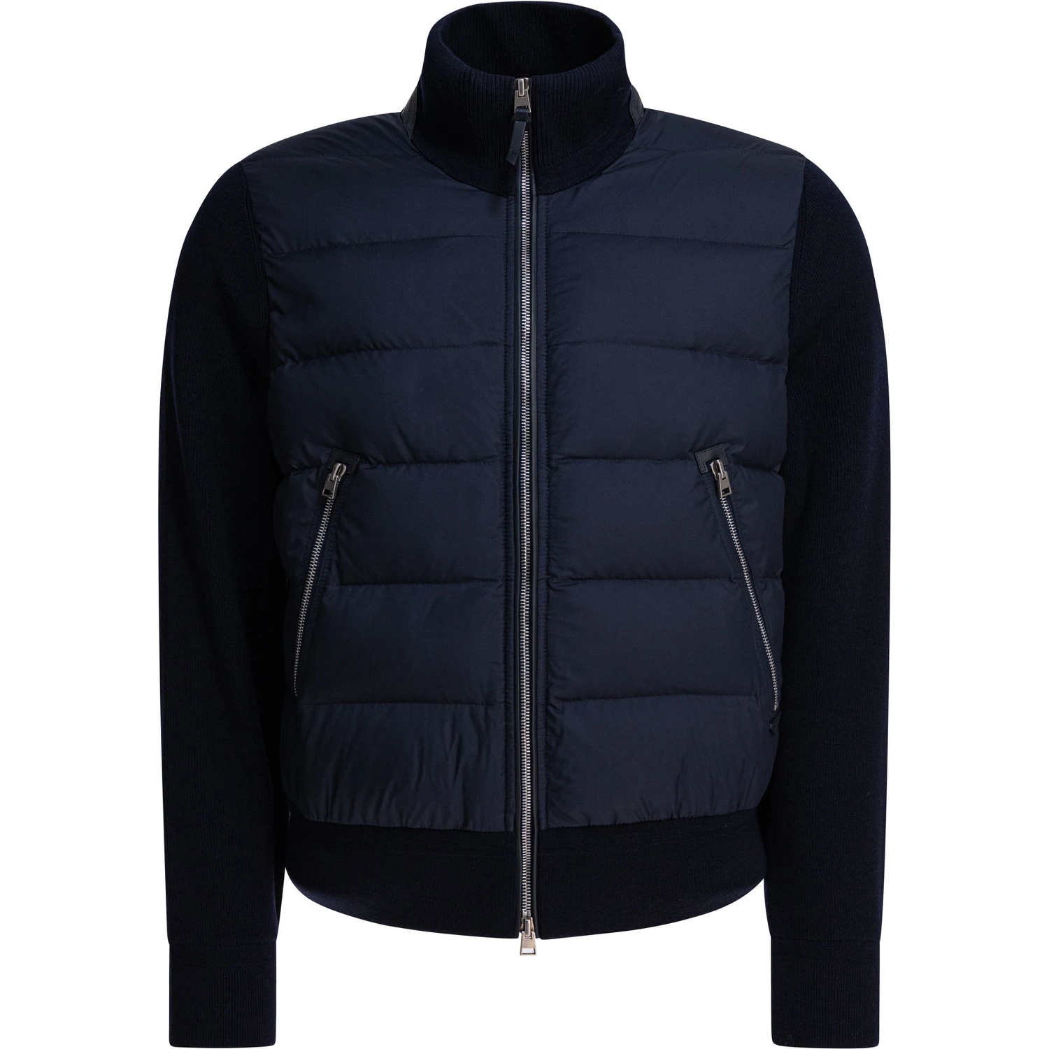 Nylon and wool short down jacket