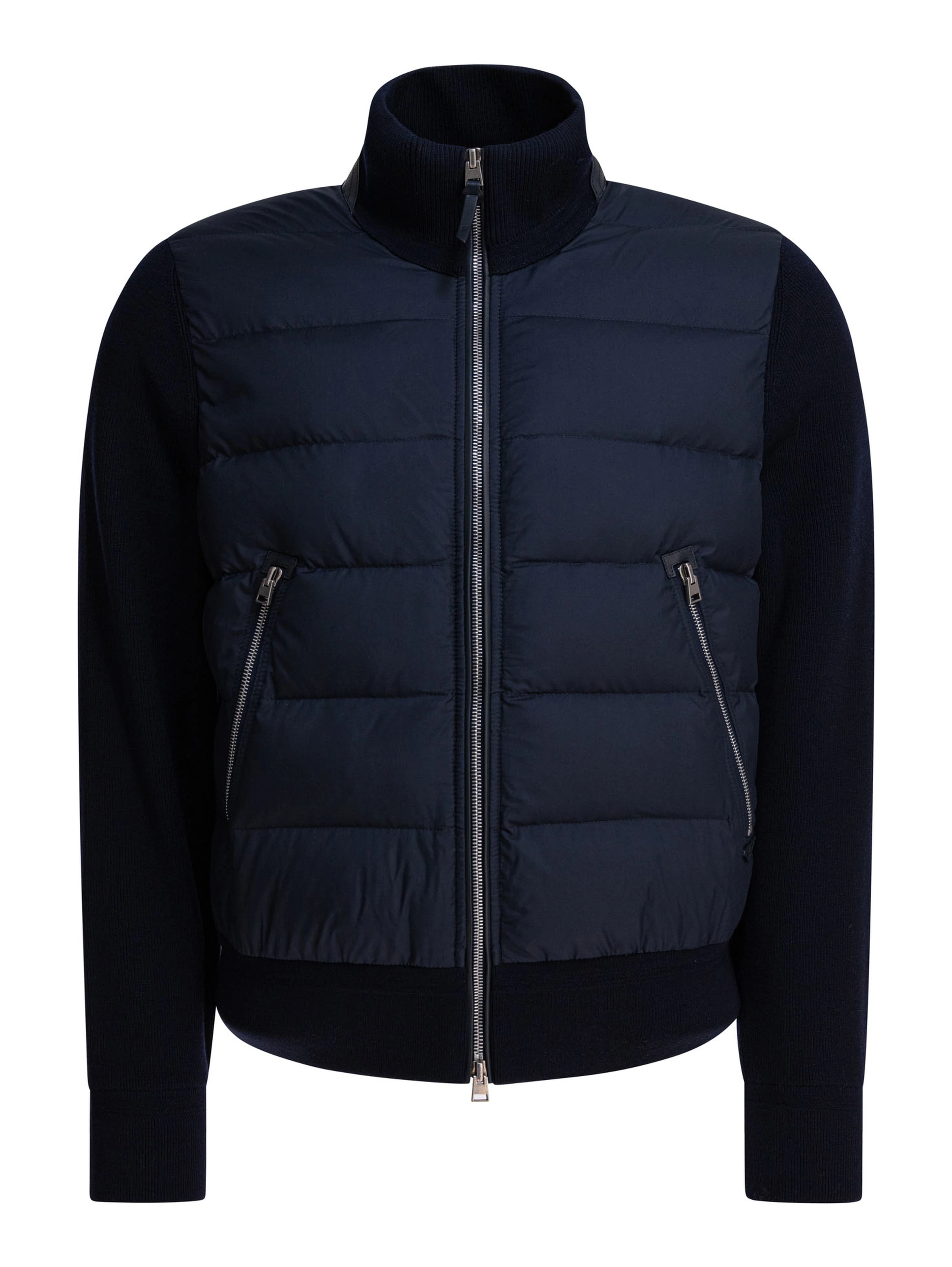 Nylon and wool short down jacket