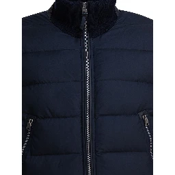 Nylon and wool short down jacket