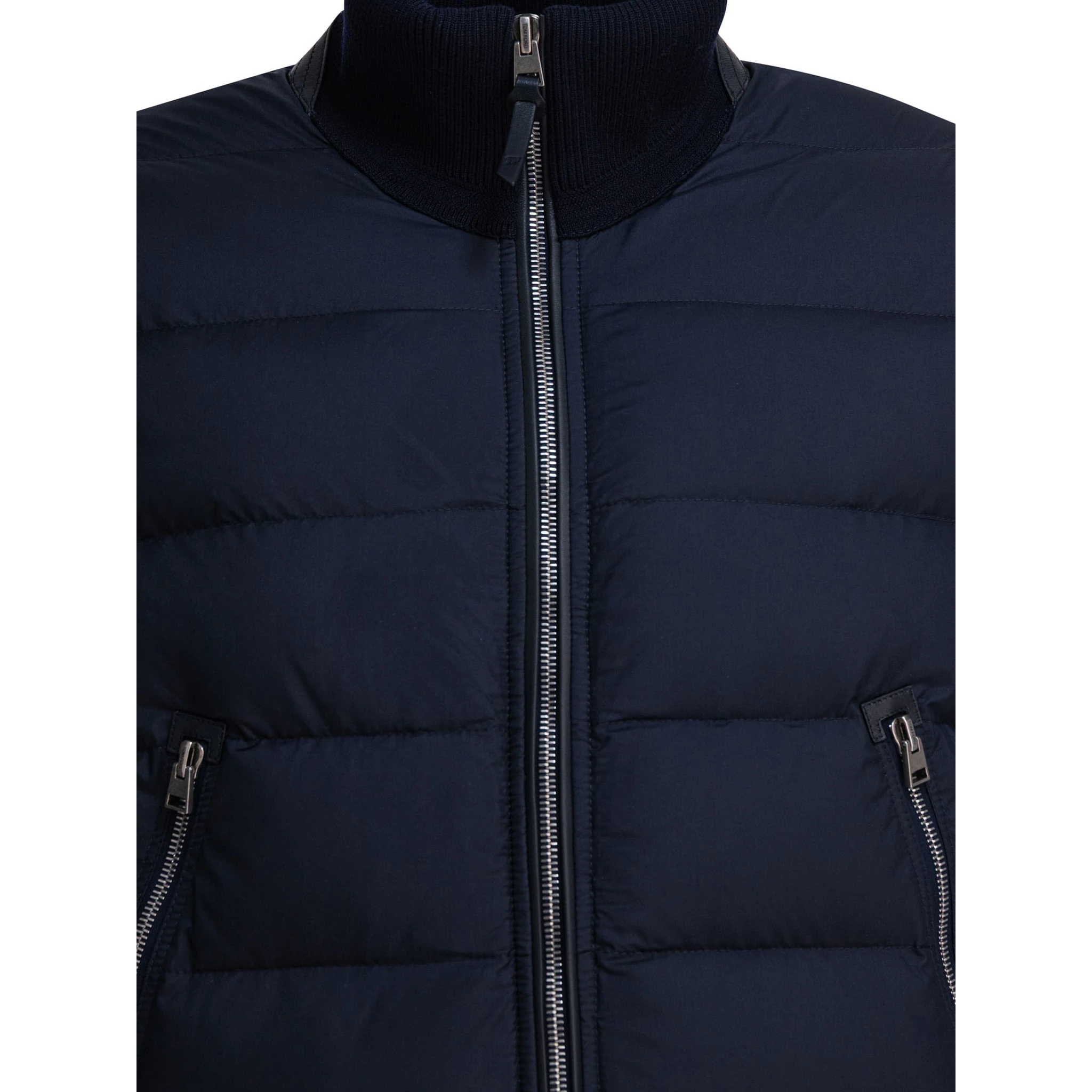 Nylon and wool short down jacket