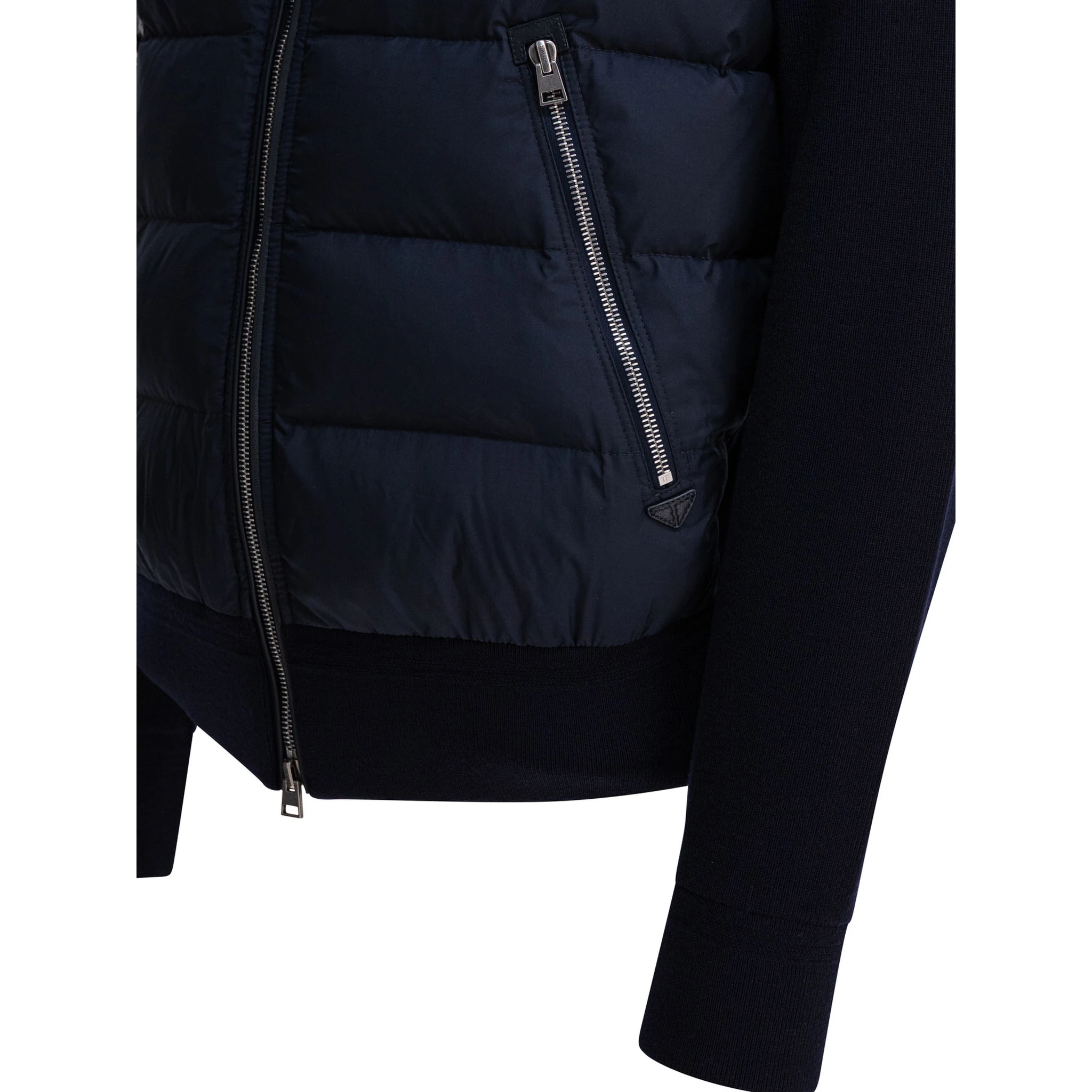 Nylon and wool short down jacket