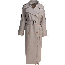 Double-breasted cotton twill trench coat