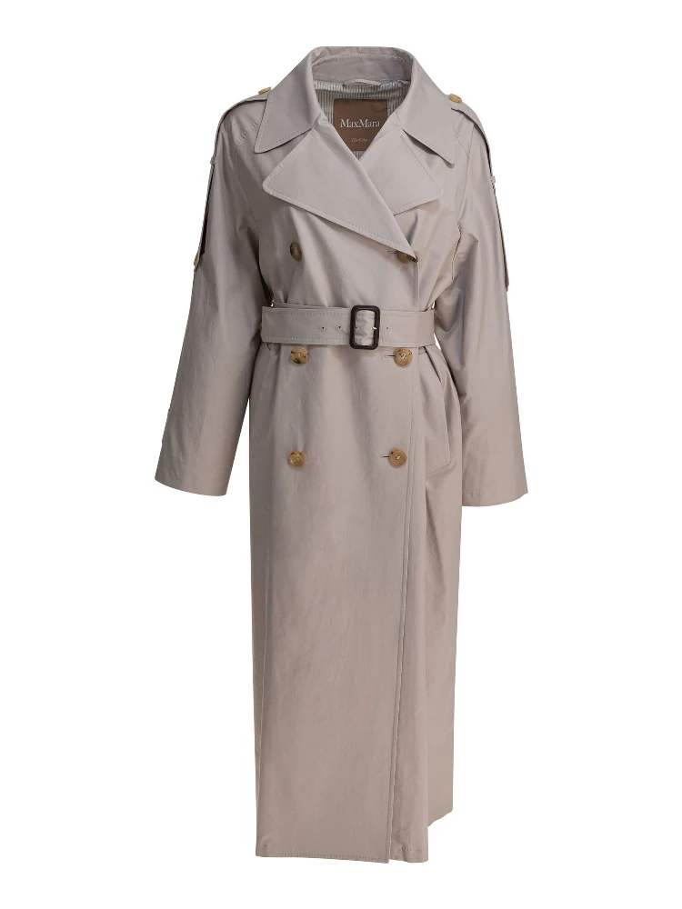 Double-breasted cotton twill trench coat