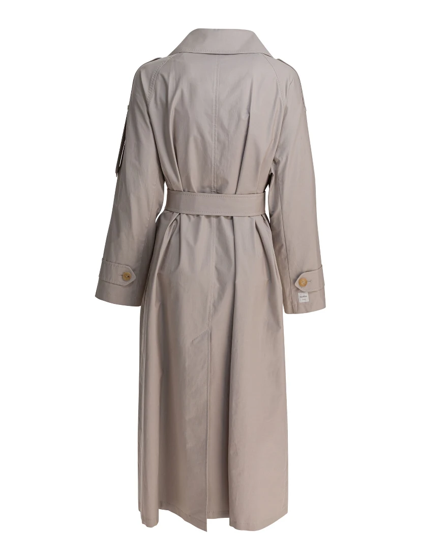 Double-breasted cotton twill trench coat