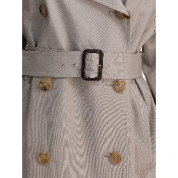 Double-breasted cotton twill trench coat