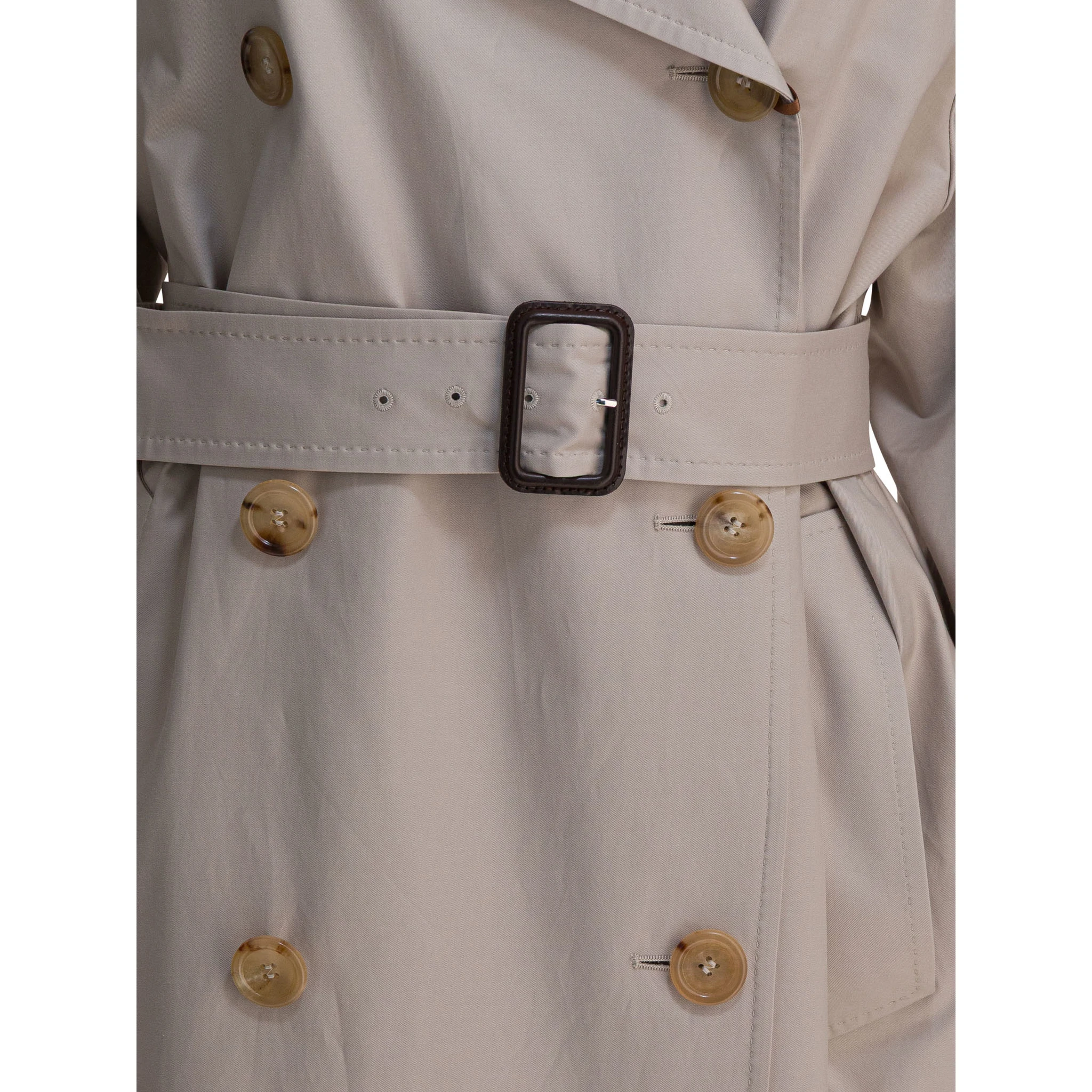Double-breasted cotton twill trench coat