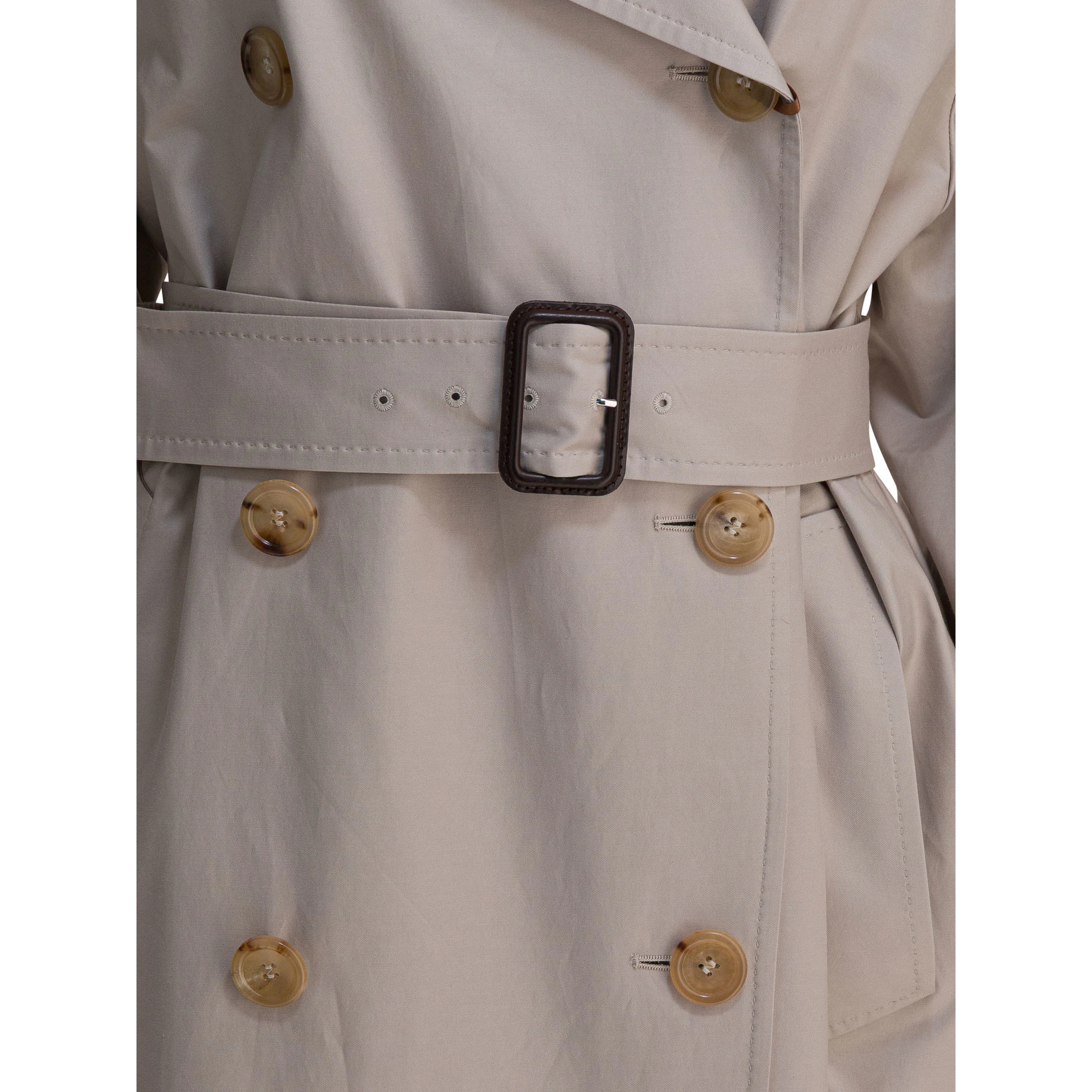 Double-breasted cotton twill trench coat