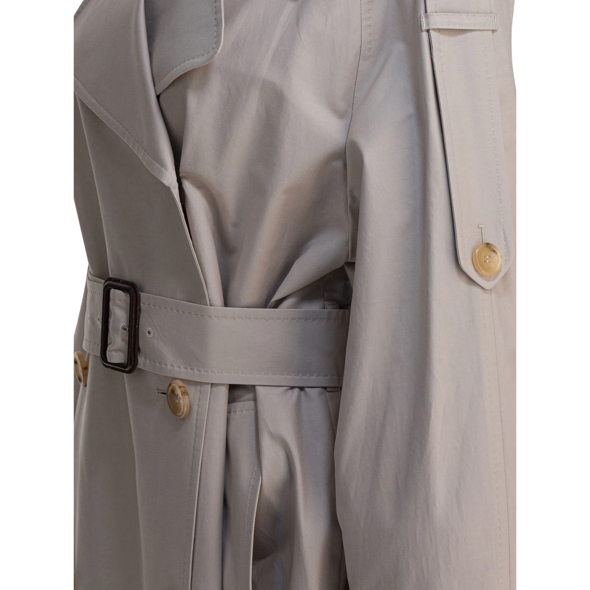 Double-breasted cotton twill trench coat