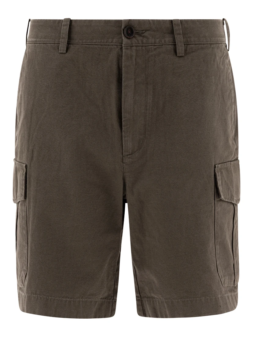 Cotton and linen cargo shorts