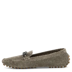 Suede loafers with jewel detailing