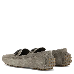 Suede loafers with jewel detailing