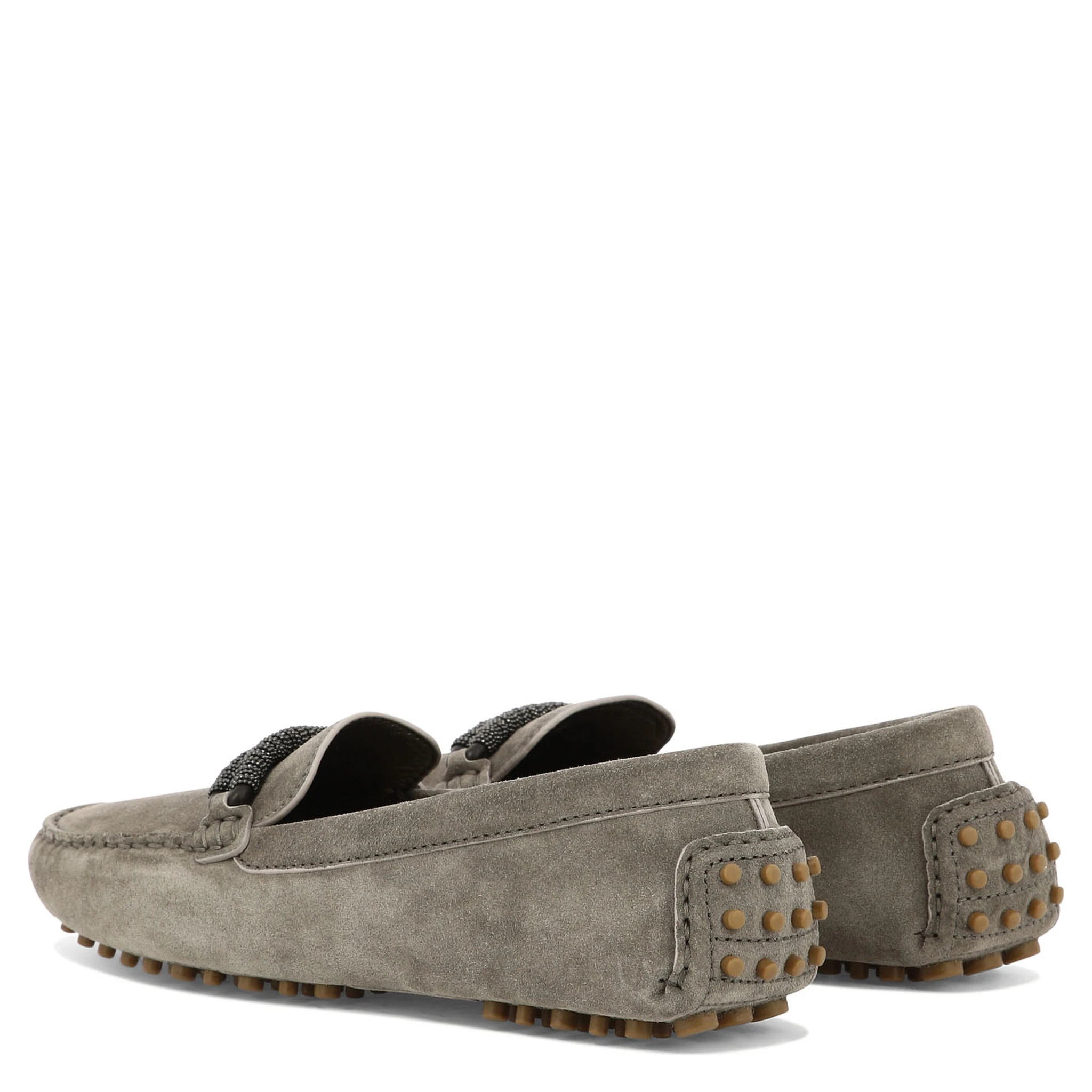 Suede loafers with jewel detailing