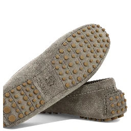 Suede loafers with jewel detailing