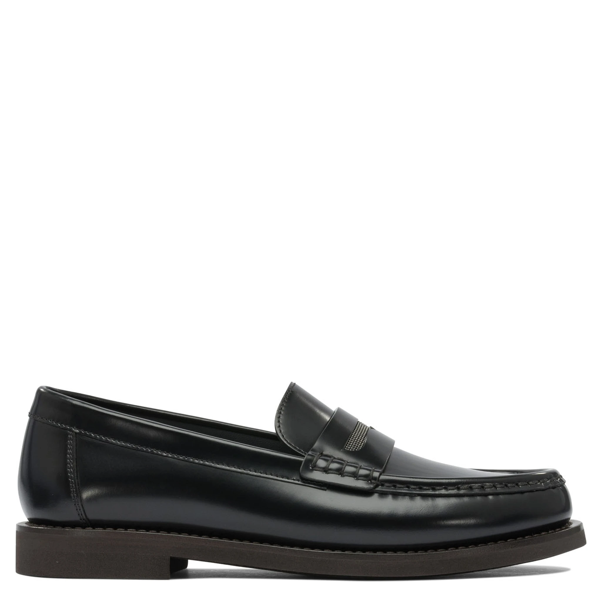 Leather loafers with jewel detailing
