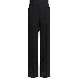 Light wool straight trousers