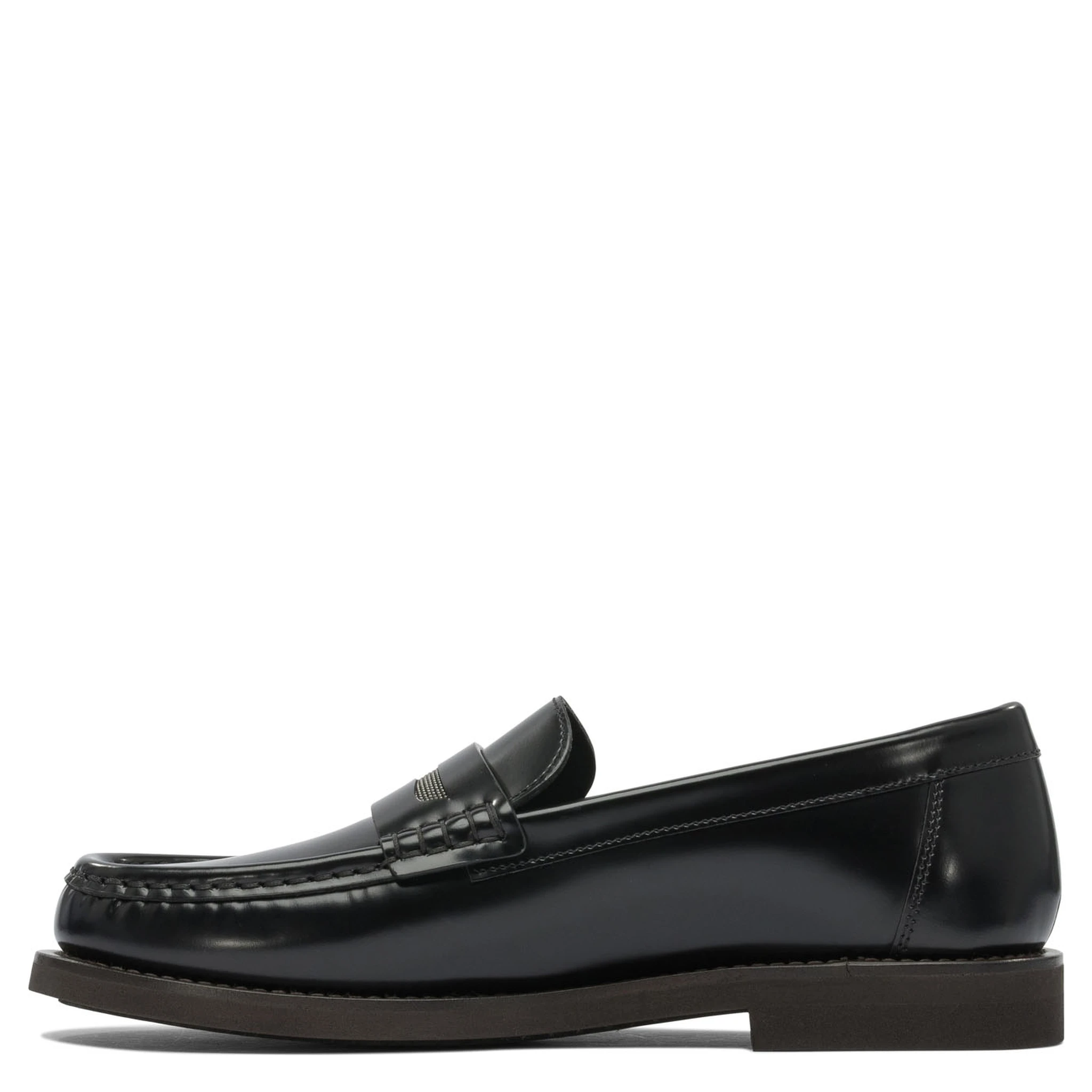 Leather loafers with jewel detailing