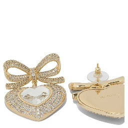 Heart-shaped earrings with embellished bow