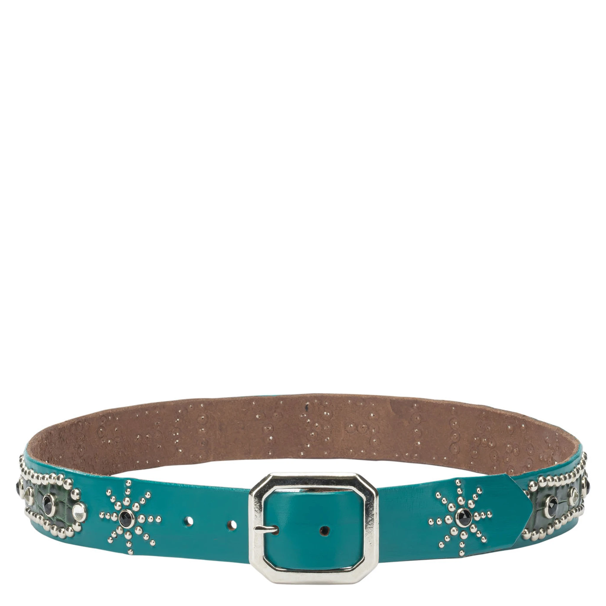 Leather belt with decorations