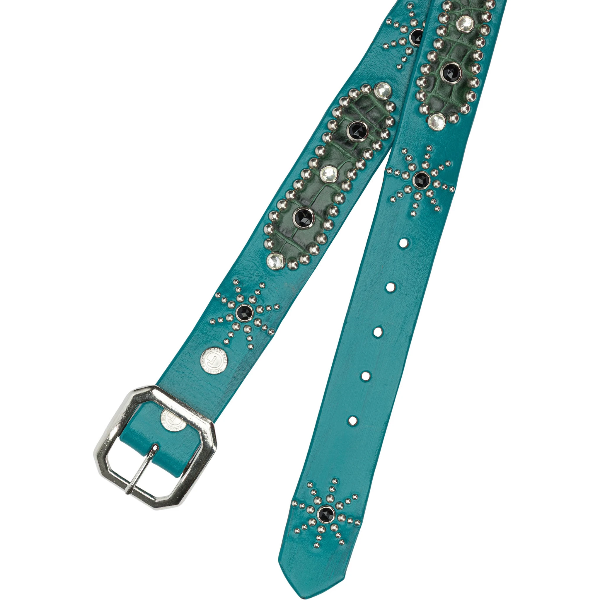 Leather belt with decorations