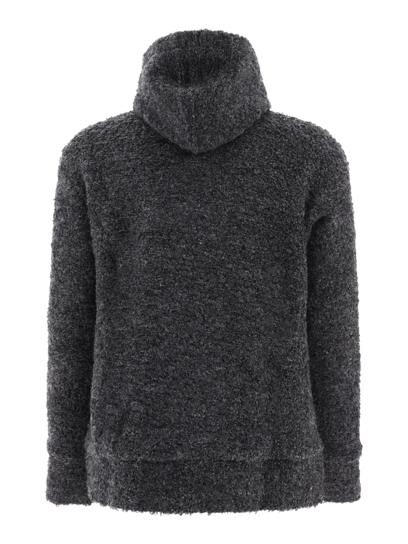 Textured drawstring zipped hoodie
