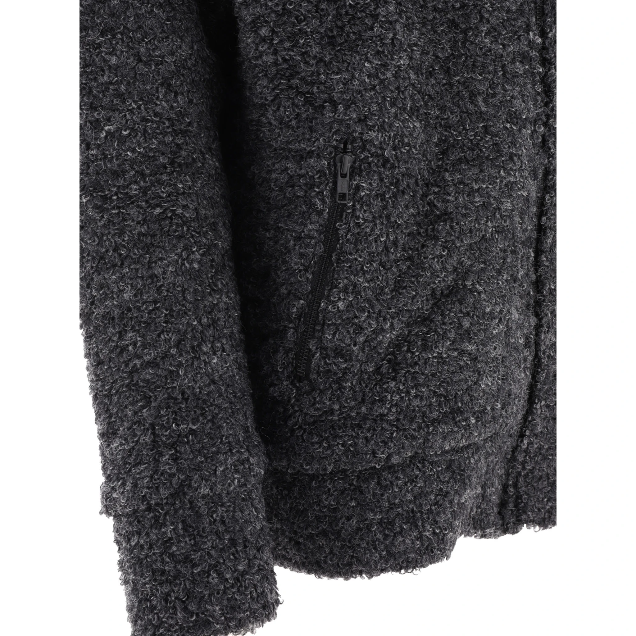 Textured drawstring zipped hoodie