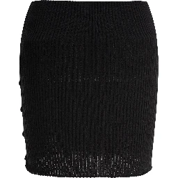 Cotton and merino wool miniskirt