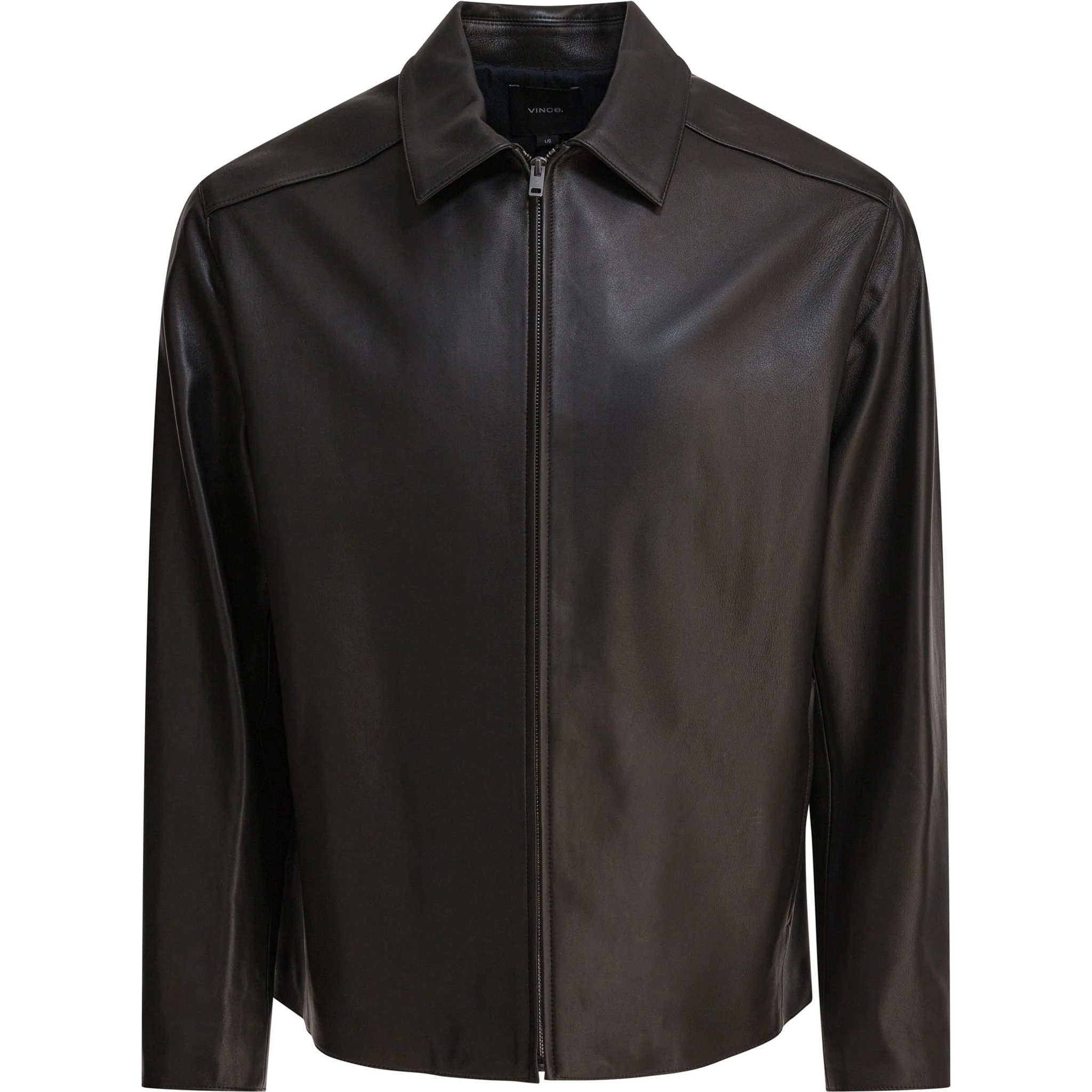 Leather jacket with zipper