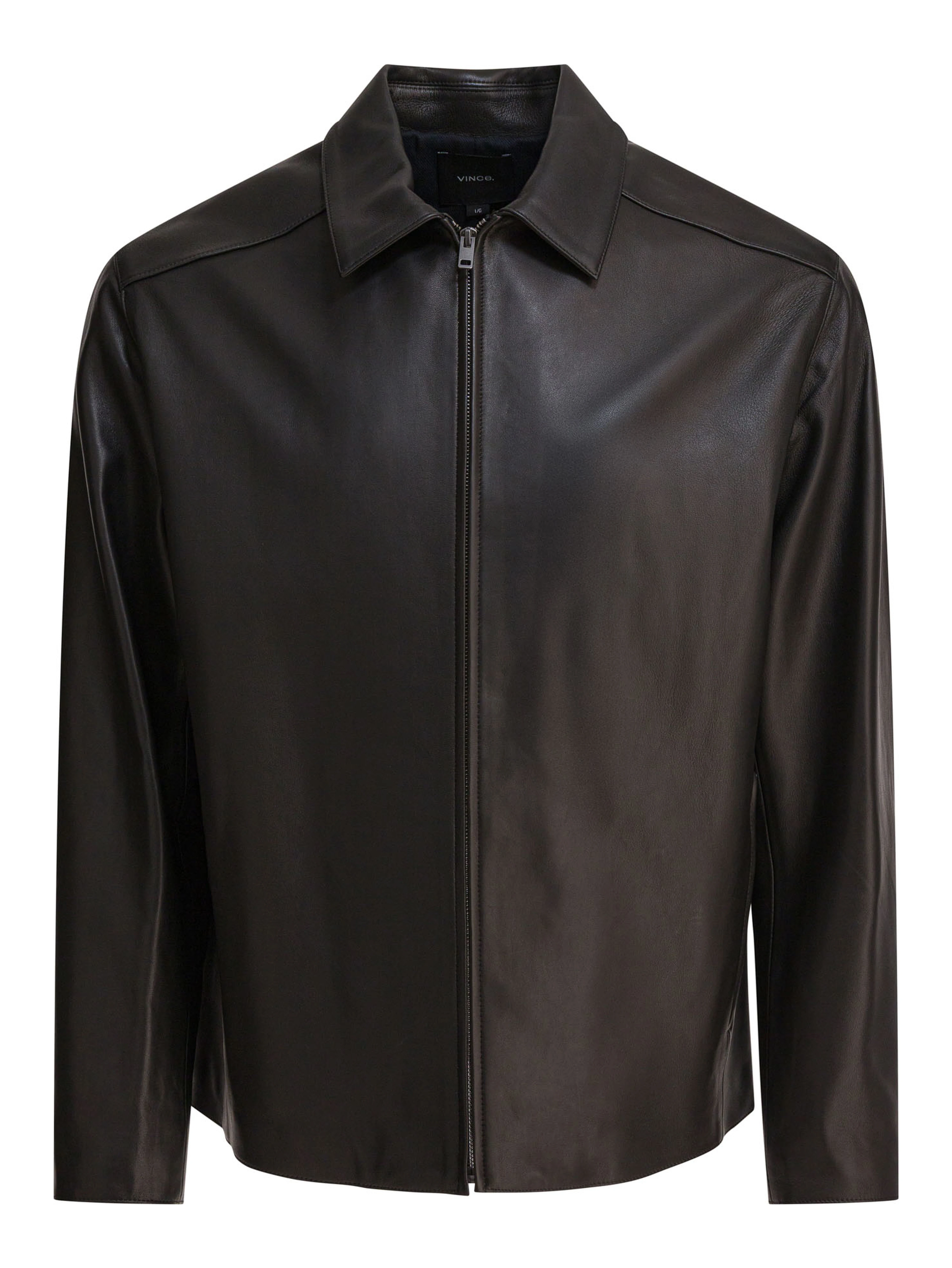 Leather jacket with zipper