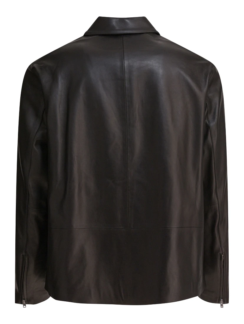 Leather jacket with zipper