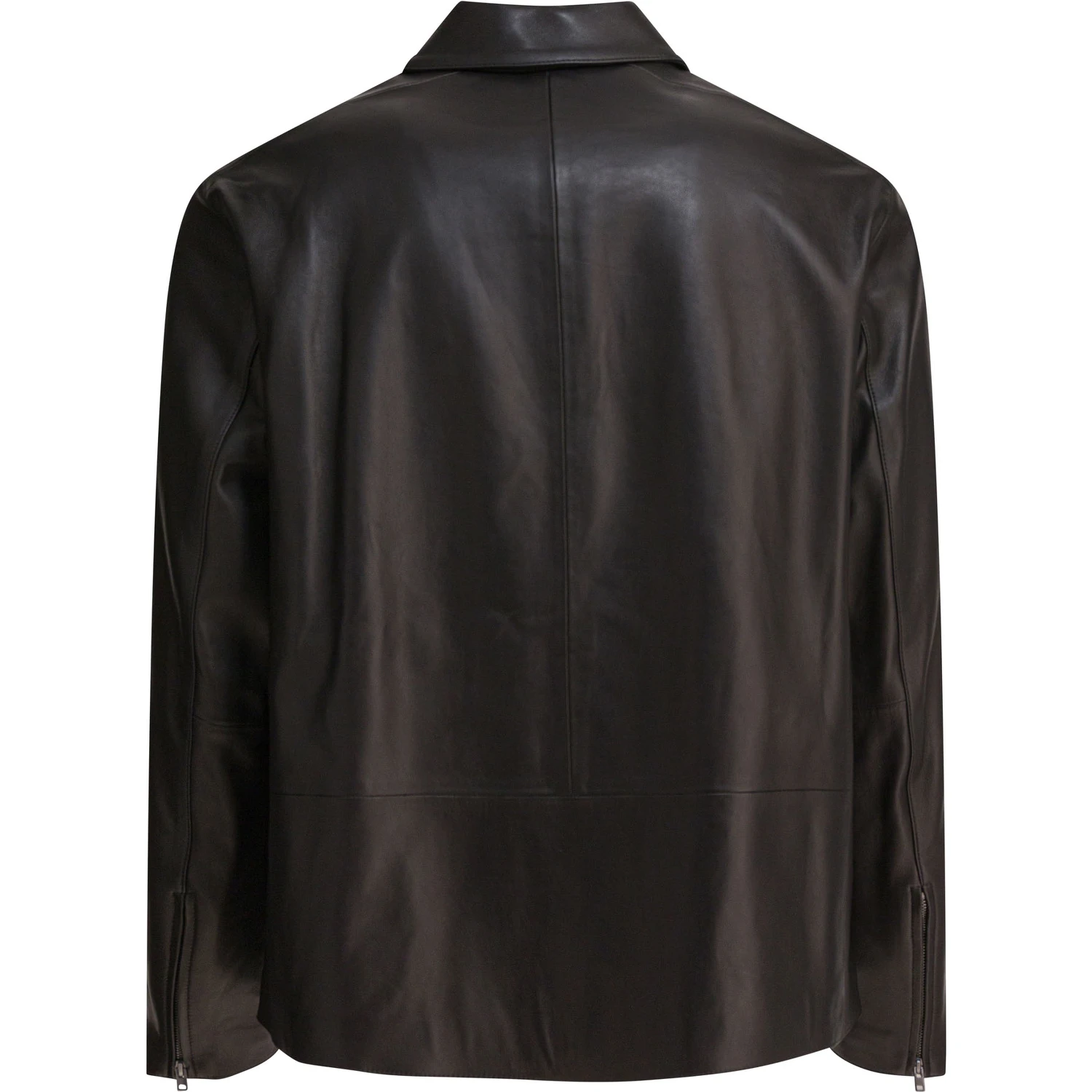 Leather jacket with zipper