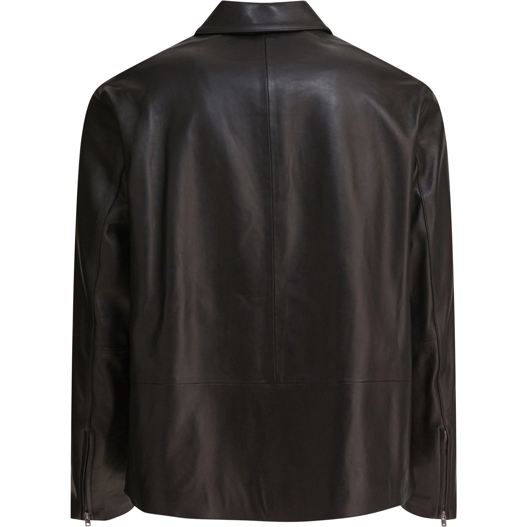 Leather jacket with zipper