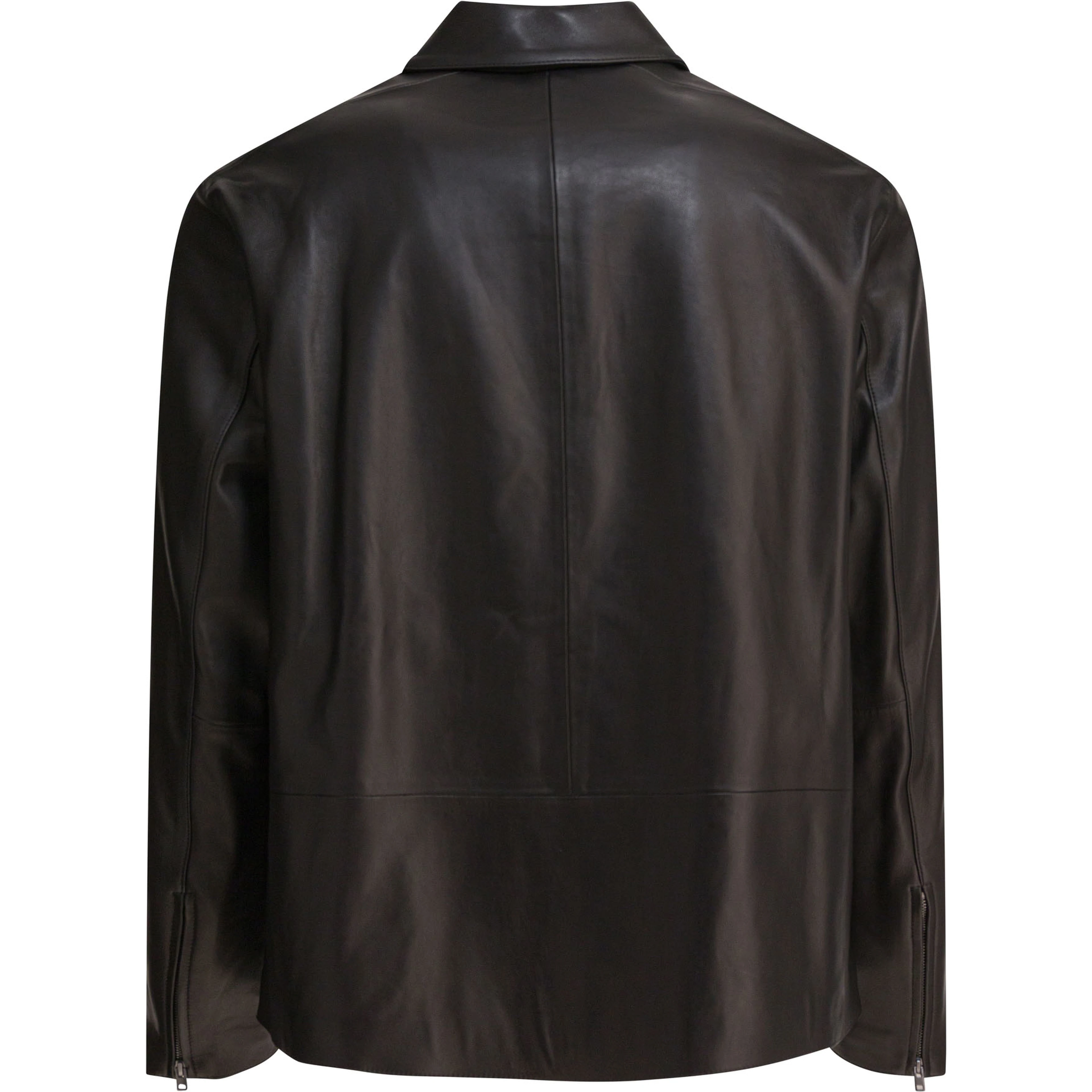 Leather jacket with zipper