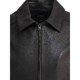 Leather jacket with zipper