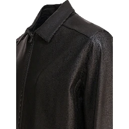 Leather jacket with zipper