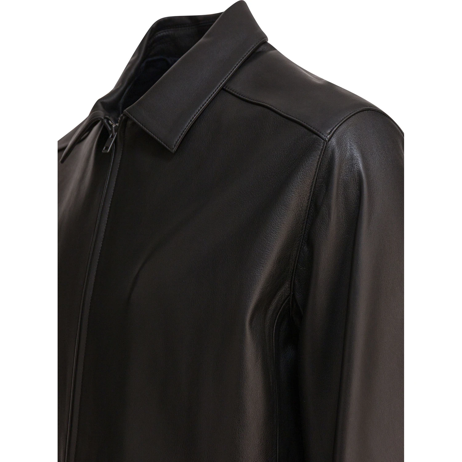 Leather jacket with zipper