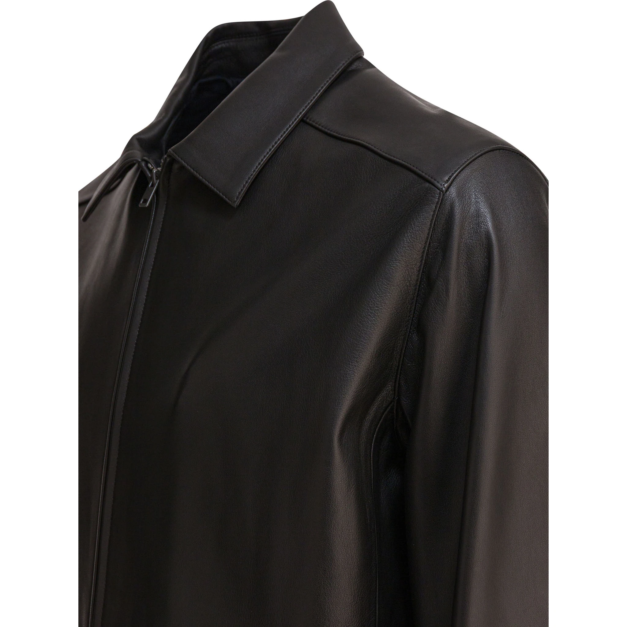 Leather jacket with zipper