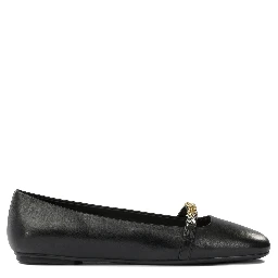 Leather ballet flats with square toe