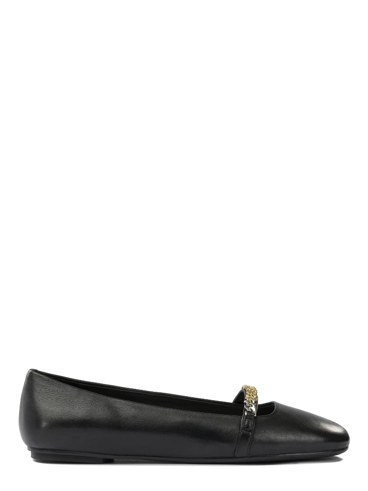 Leather ballet flats with square toe