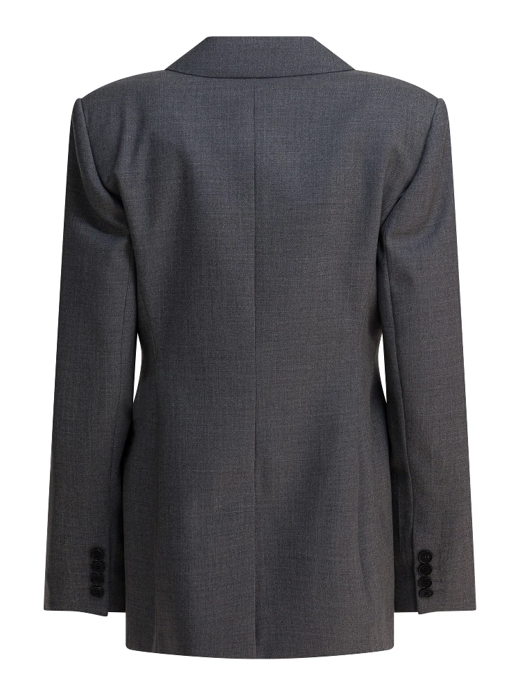 Double-breasted wool blazer alternative
