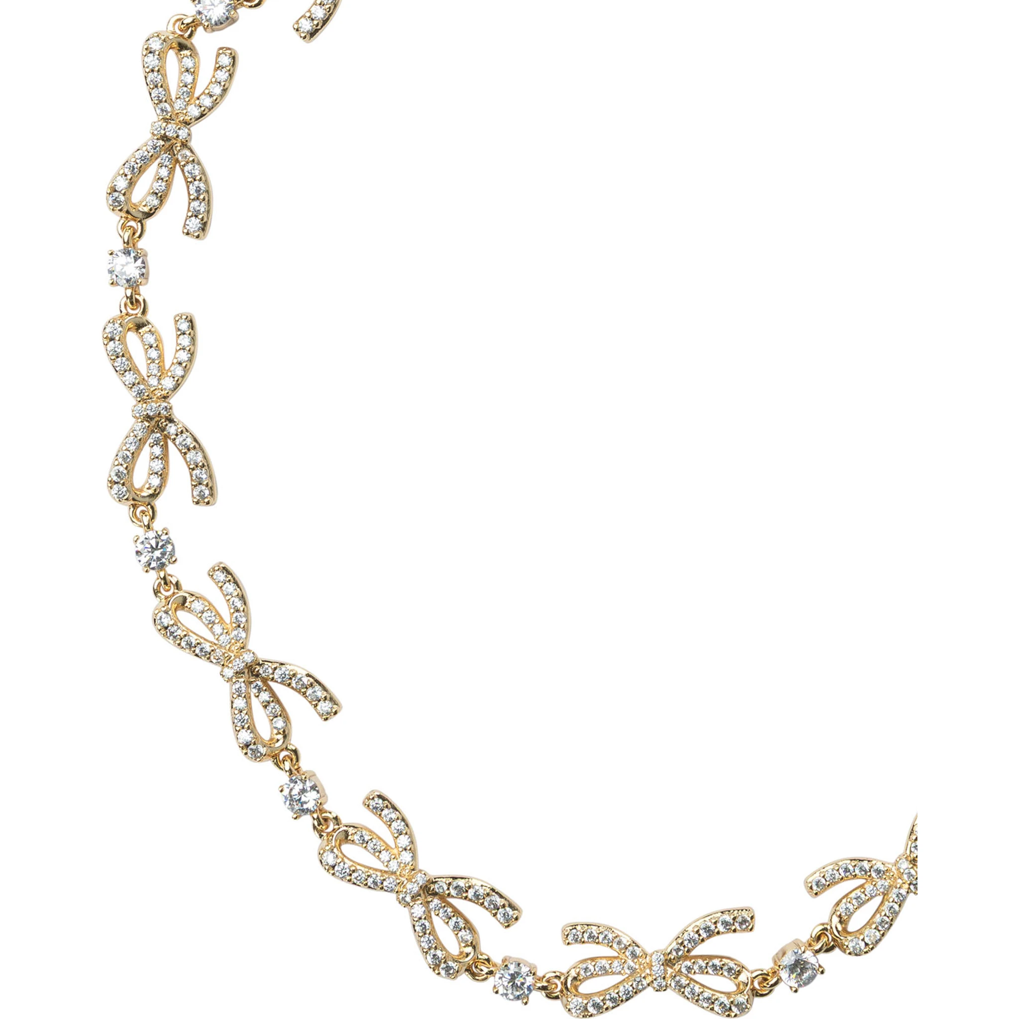 Necklace with embellished bows and crystals